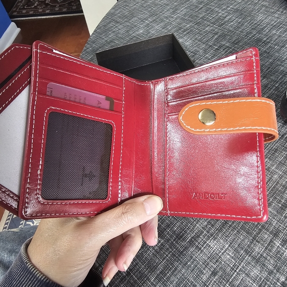 NIB ANDOILT Wallets Genuine Leather Small Bifold Wallet RFID Blocking - Picture 4 of 11